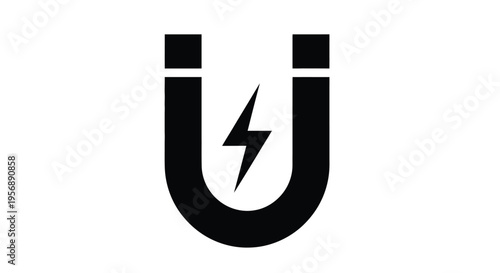 Black horseshoe magnet icon with a lightning bolt inside