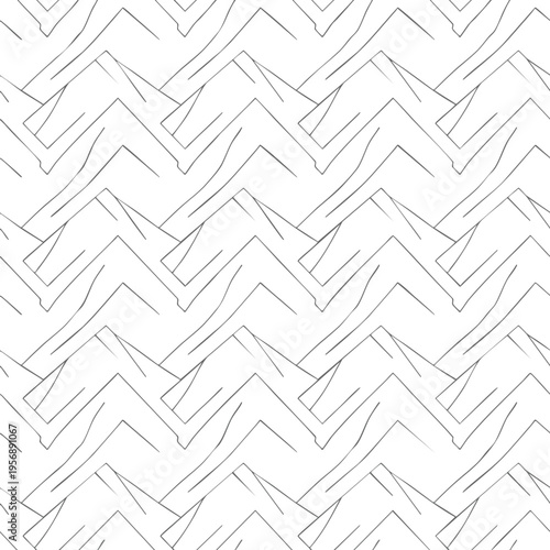 Abstract linear pattern with interlocking V-shapes and flowing curves