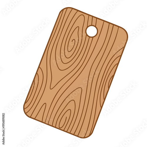 Simple wooden cutting board with a hole and wood grain pattern