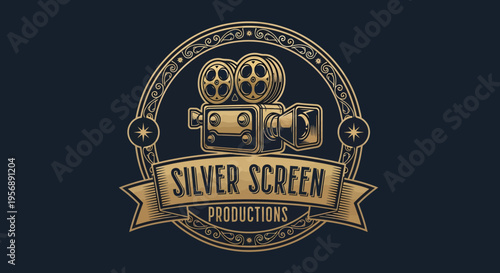 Vintage Film Camera Logo for Silver Screen Productions.