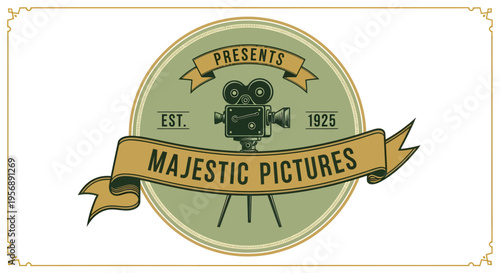 Vintage Majestic Pictures logo with retro film camera.