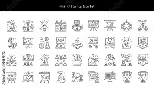 Minimal Startup Icons for Business and Innovation Concepts