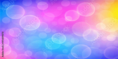 Abstract a vibrant and ethereal bokeh background, created with soft, blurred circles of color, providing a sense of depth, beauty, and tranquility. 