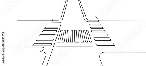 Crosswalk street road graphic. one line art icon drawing vector