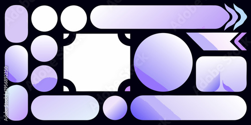 Abstract collection of overlapping rounded shapes in pastel purple hues