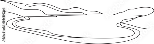 Sea bay graphic. one line art icon drawing vector