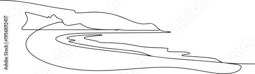 Sea bay graphic. one line art icon drawing vector