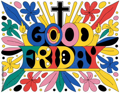 Christian Holiday Vector, Good Friday Worship and Prayer Concept Illustration