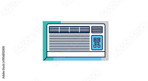 Illustration of a window air conditioner unit with a simple flat design