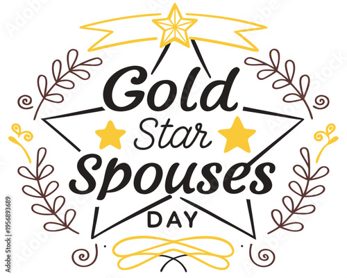 Military Family Appreciation Vector, Gold Star Spouses Day Celebration Illustration