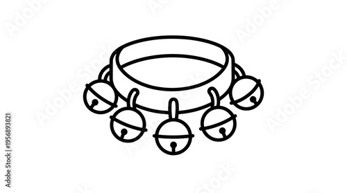 Simple Outline of a Pet Collar with Bells