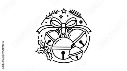 Christmas Jingle Bells Icon In A Circle Frame