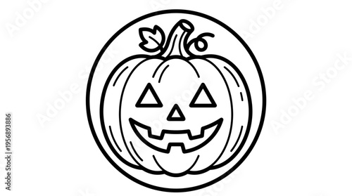 Cartoon Jack-o'-Lantern Circle Logo