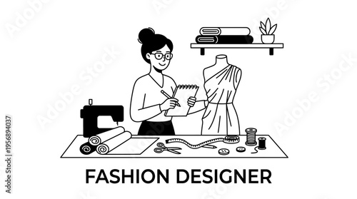 Fashion Designer Working On New Garment Design