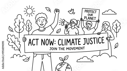 Climate Change Activists Marching and Protesting