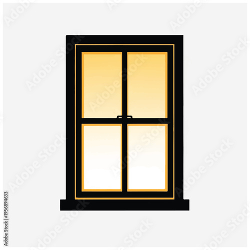Black Framed Window with Four Panes.