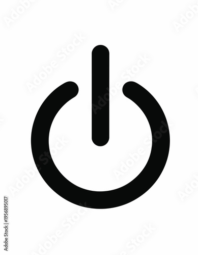 A standard black power button symbol representing electrical activation and device standby status isolated on white background, Vector, illustration