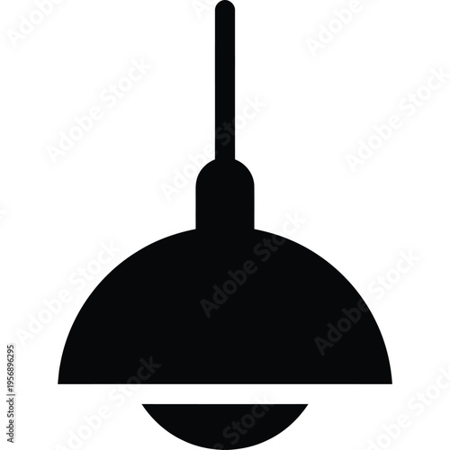 Minimalist black silhouette icon representing a decorative hanging pendant light ceiling fixture isolated on white background, Vector, illustration