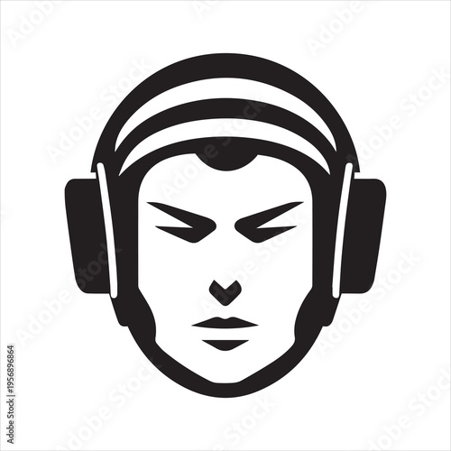 Wrestling headgear head face black silhouette logo svg vector