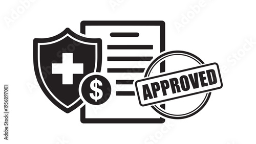 Health Insurance Approval Document, Medical Coverage and Financial Protection Illustration