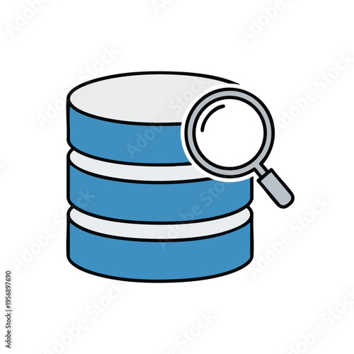 Stacked cylindrical hard drives with a magnifying glass in front