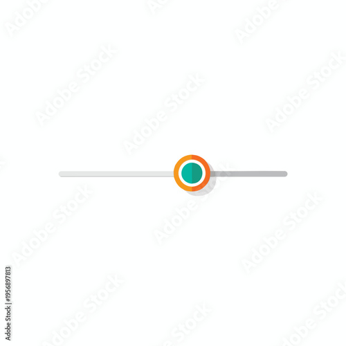 Minimalist slider control with a teal and orange circular handle on a grey bar