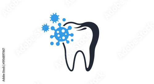Tooth with Bacteria Icon – Dental Hygiene Infection and Oral Health Illustration
