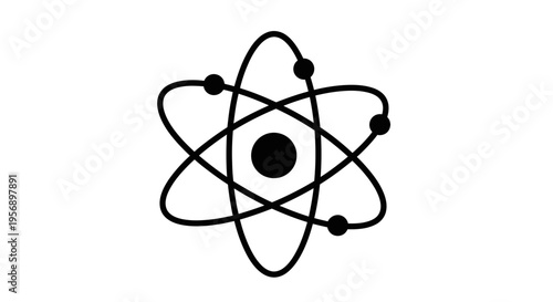 Atom Structure Icon – Science Physics Atomic Model Symbol Illustration