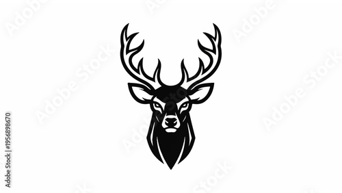 Black and White Deer Head Illustration 2.