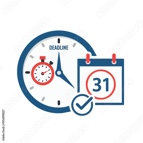 Icon showing a clock with "DEADLINE" text, a calendar with "31", and a checkmark