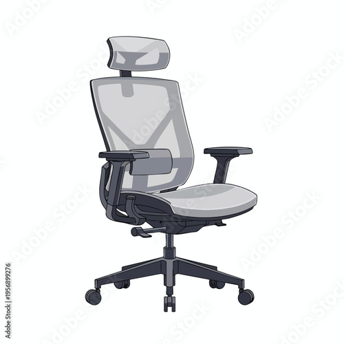 Ergonomic mesh office chair with headrest, lumbar support, and adjustable arms