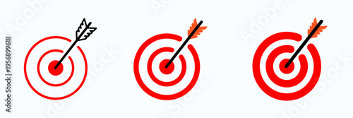 Archery Target Icon with Arrow – Business Goal Success Focus Marketing Strategy Symbol Vector