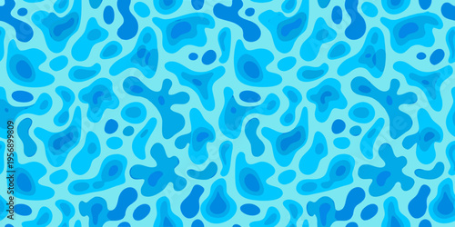 Abstract pattern of flowing blue shapes resembling water or liquid