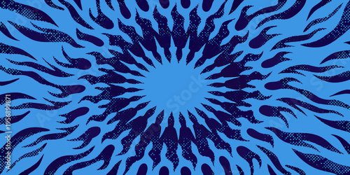 Abstract radial burst pattern with blue and dark blue hues