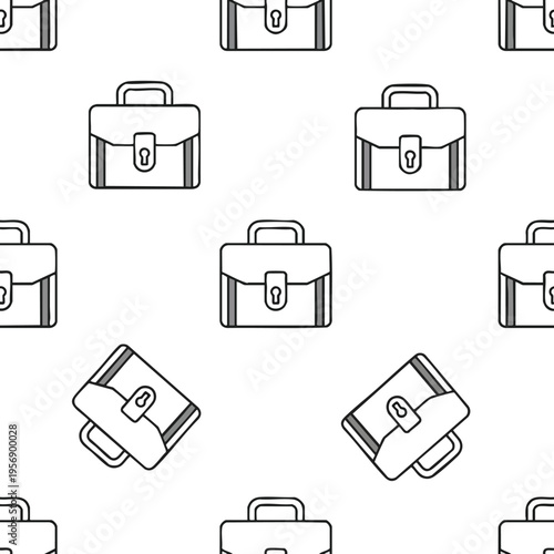Pattern of outline briefcases with keyhole closure and handles