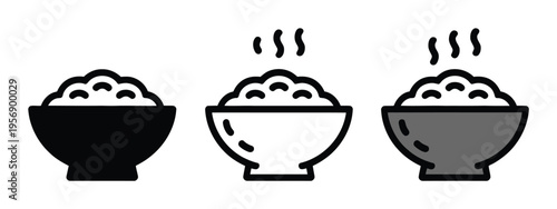 Steaming Bowl of Rice Vector Illustration