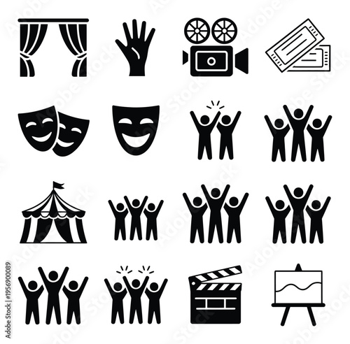 Theater and Film Vector Icons Set