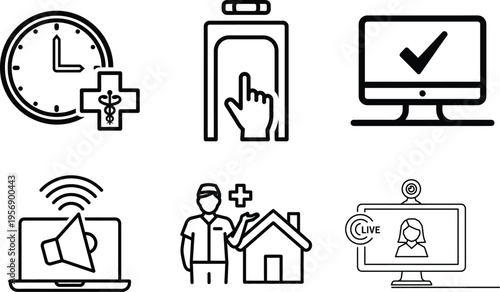 Telemedicine and healthcare technology icons