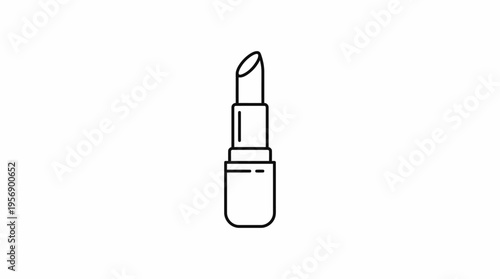Simple black and white line art icon of a lipstick tube with the tip exposed, representing beauty and cosmetics.