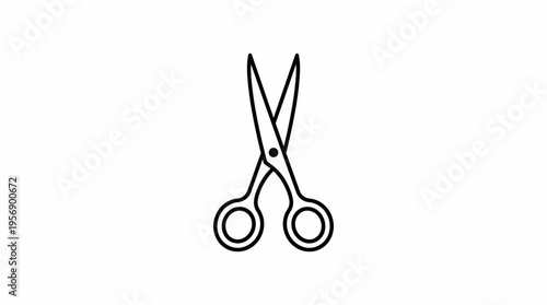 Simple black outline icon of a pair of open scissors, commonly used for cutting, crafts, or as a symbol for editing.