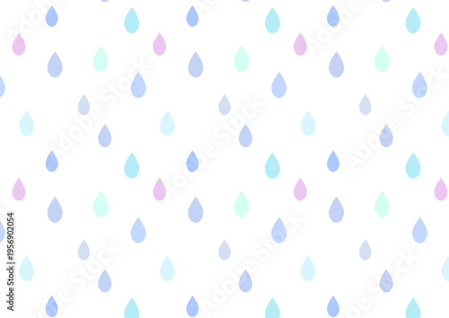 雨と雨粒を表現したシンプルイラスト｜天気・梅雨・降雨・水滴・自然現象のベクターイラスト