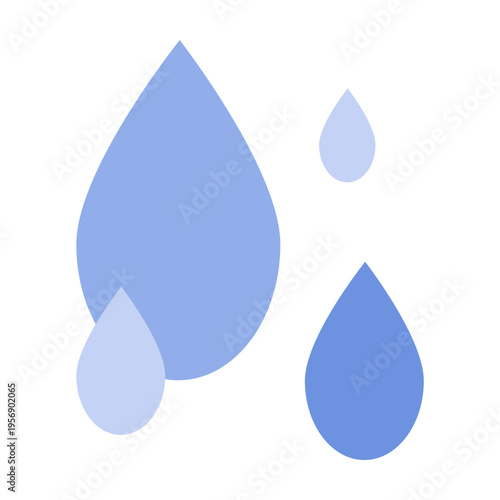 雨と雨粒を表現したシンプルイラスト｜天気・梅雨・降雨・水滴・自然現象のベクターイラスト