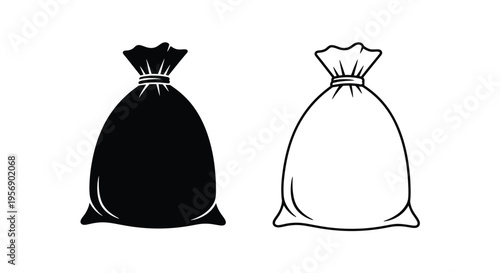 Two simple illustrations of sacks one dark and one light