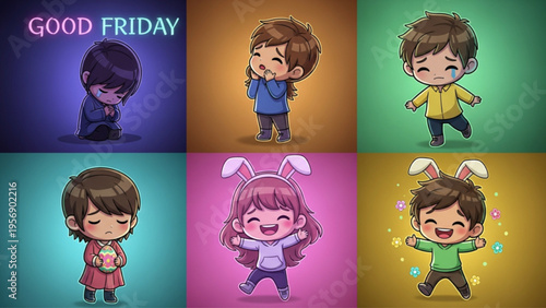 Chibi Characters for Good Friday and Easter Celebration