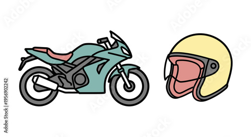Motorcycle and Riding Helmet Equipment.