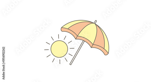 Colorful umbrella protects from sunshine outdoors.