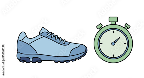 Running Shoe and Stopwatch Timer.