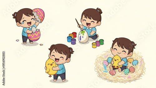 Illustration of a Girl Character Celebrating Easter Day