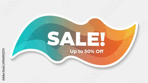 Big sale event up to 50% off with colorful abstract background, exciting discount announcement for shoppers and businesses