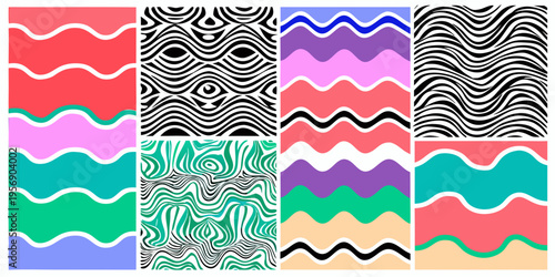 A colorful grid of wavy and psychedelic patterned backgrounds